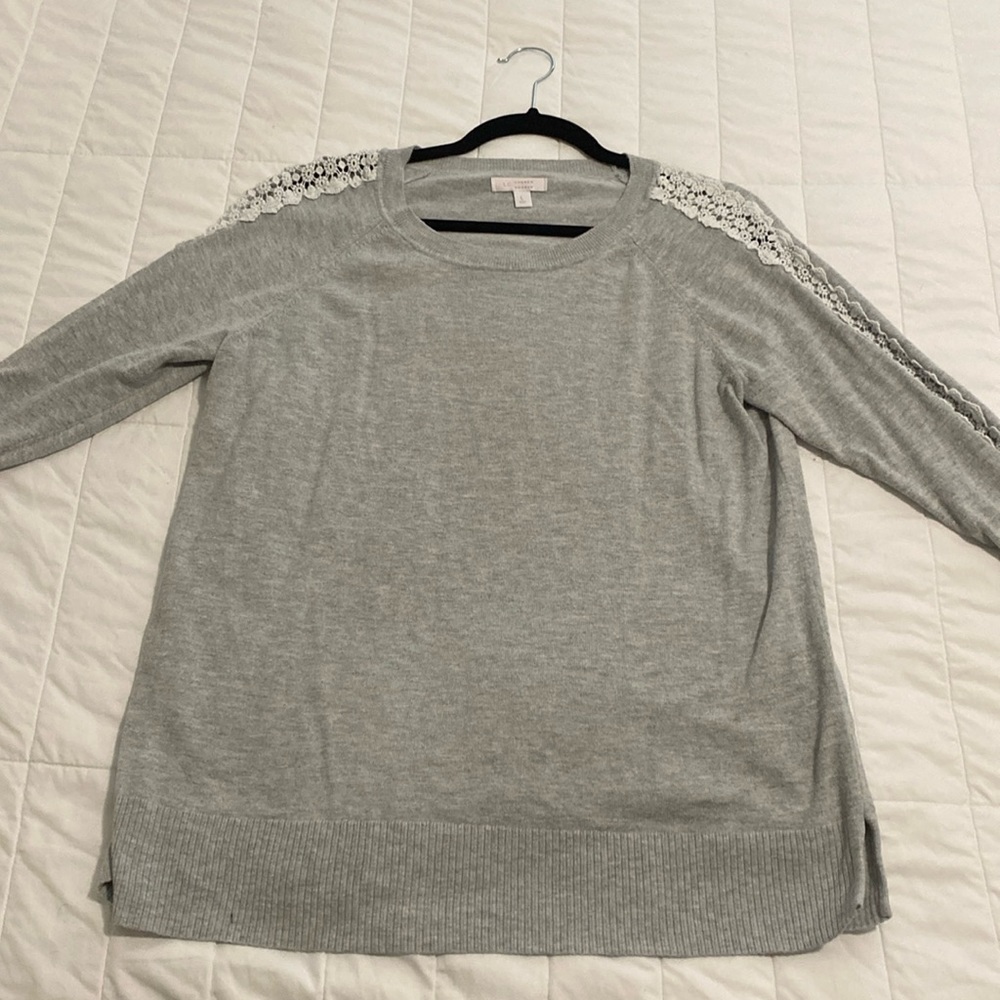 Lauren Conrad gray sweater with arm detail, L